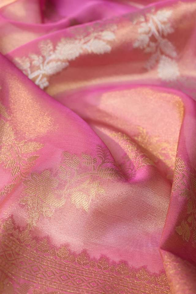 Light Pink   Woven Viscose Tissue Saree thumbnail image number null