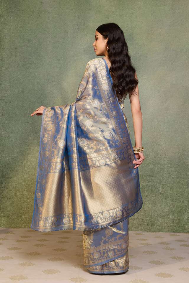 Blue   Woven Viscose Tissue Saree thumbnail image number null