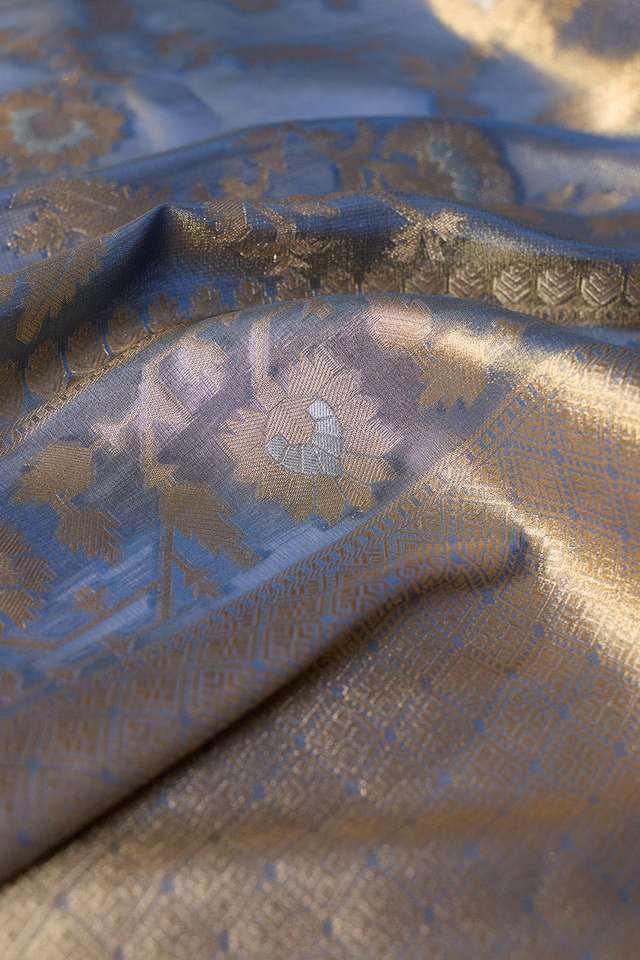 Blue   Woven Viscose Tissue Saree thumbnail image number null