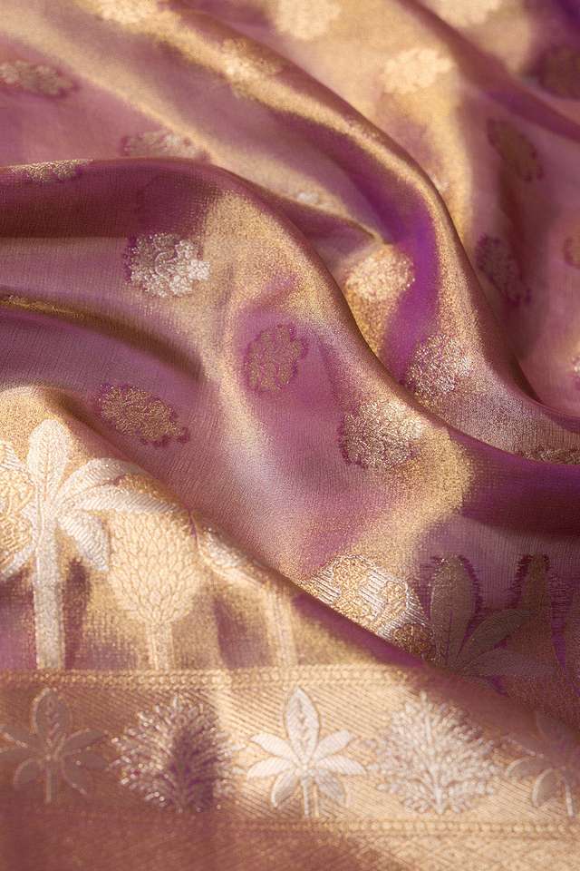 Purple Woven Viscose Tissue Saree thumbnail image number null