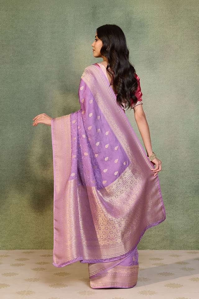 Violet Woven Pure Viscose Saree thumbnail image number null