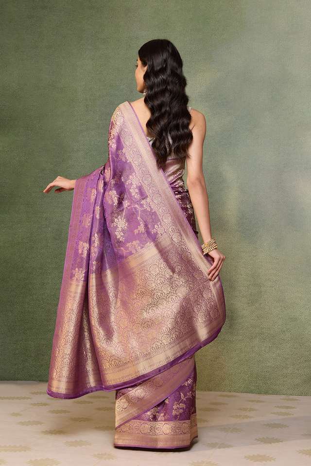 Violet   Woven Viscose Tissue Saree thumbnail image number null