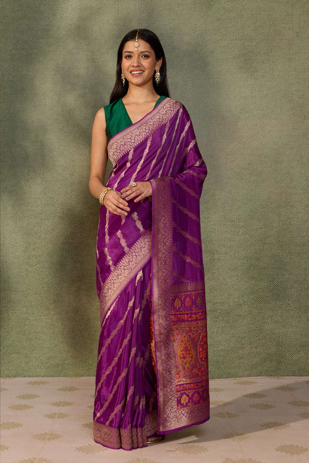 Purple Woven Pure Viscose Saree image number null