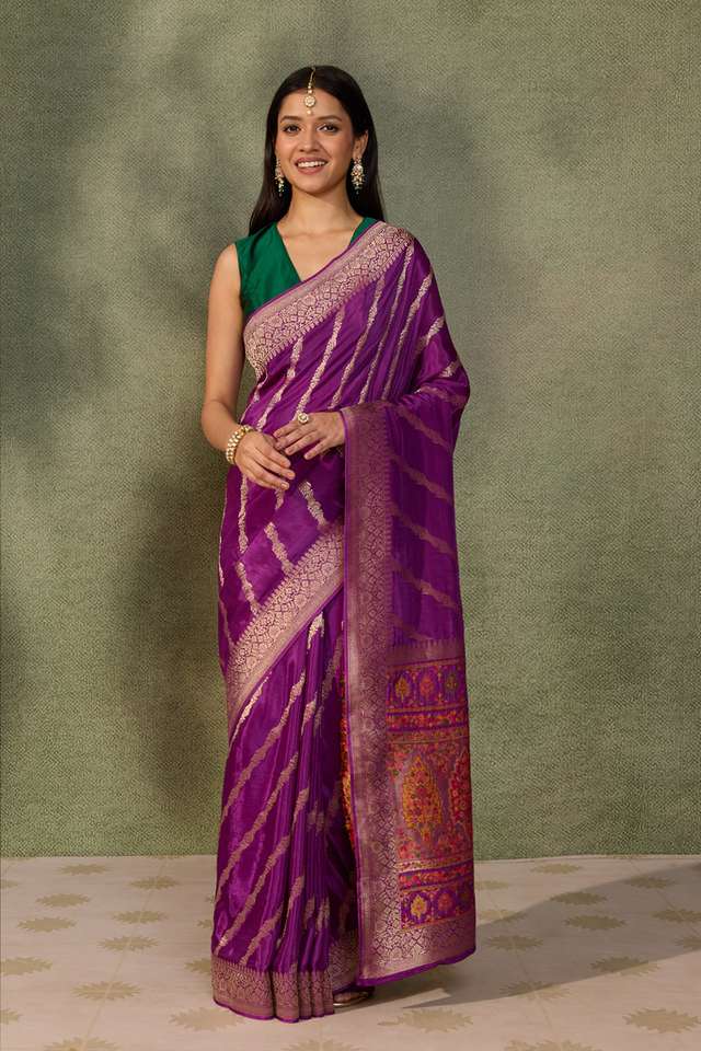 Purple Woven Pure Viscose Saree thumbnail image number null
