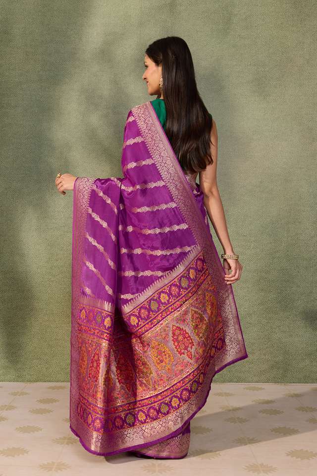 Purple Woven Pure Viscose Saree thumbnail image number null