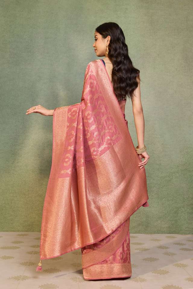 Pink Woven Pure Viscose Saree thumbnail image number null