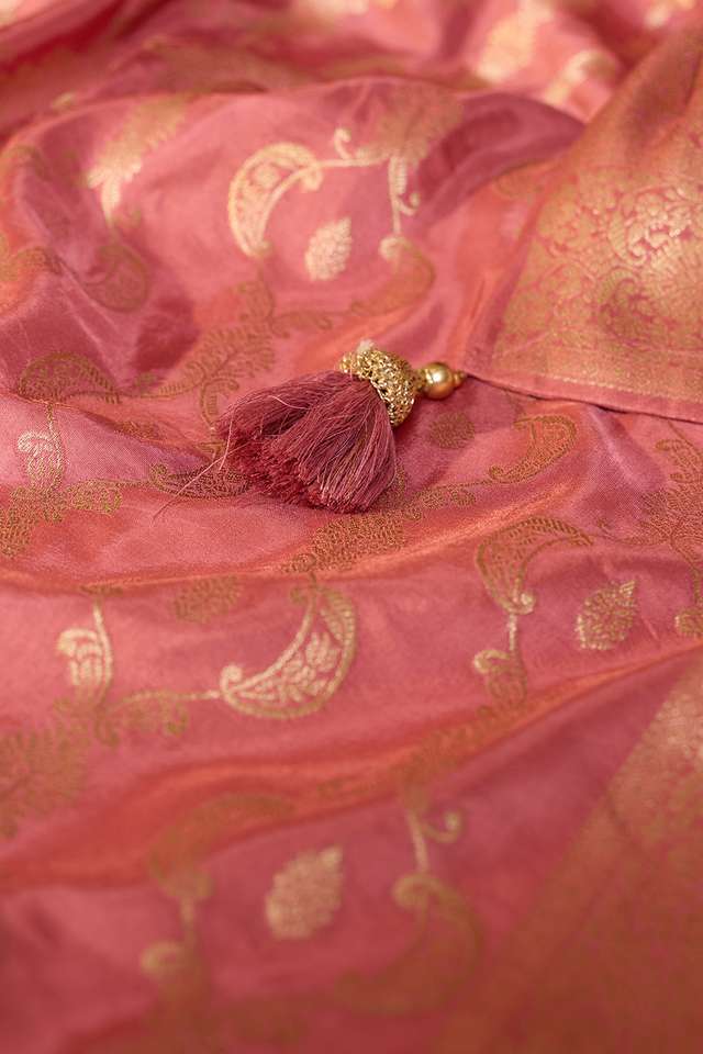 Pink Woven Pure Viscose Saree thumbnail image number null