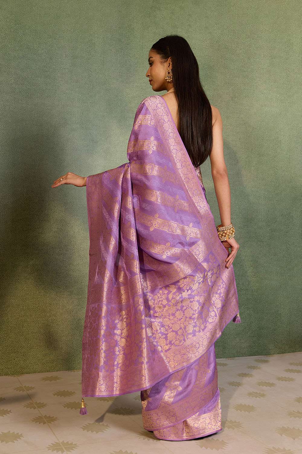 Violet Woven Pure Viscose Saree image number null