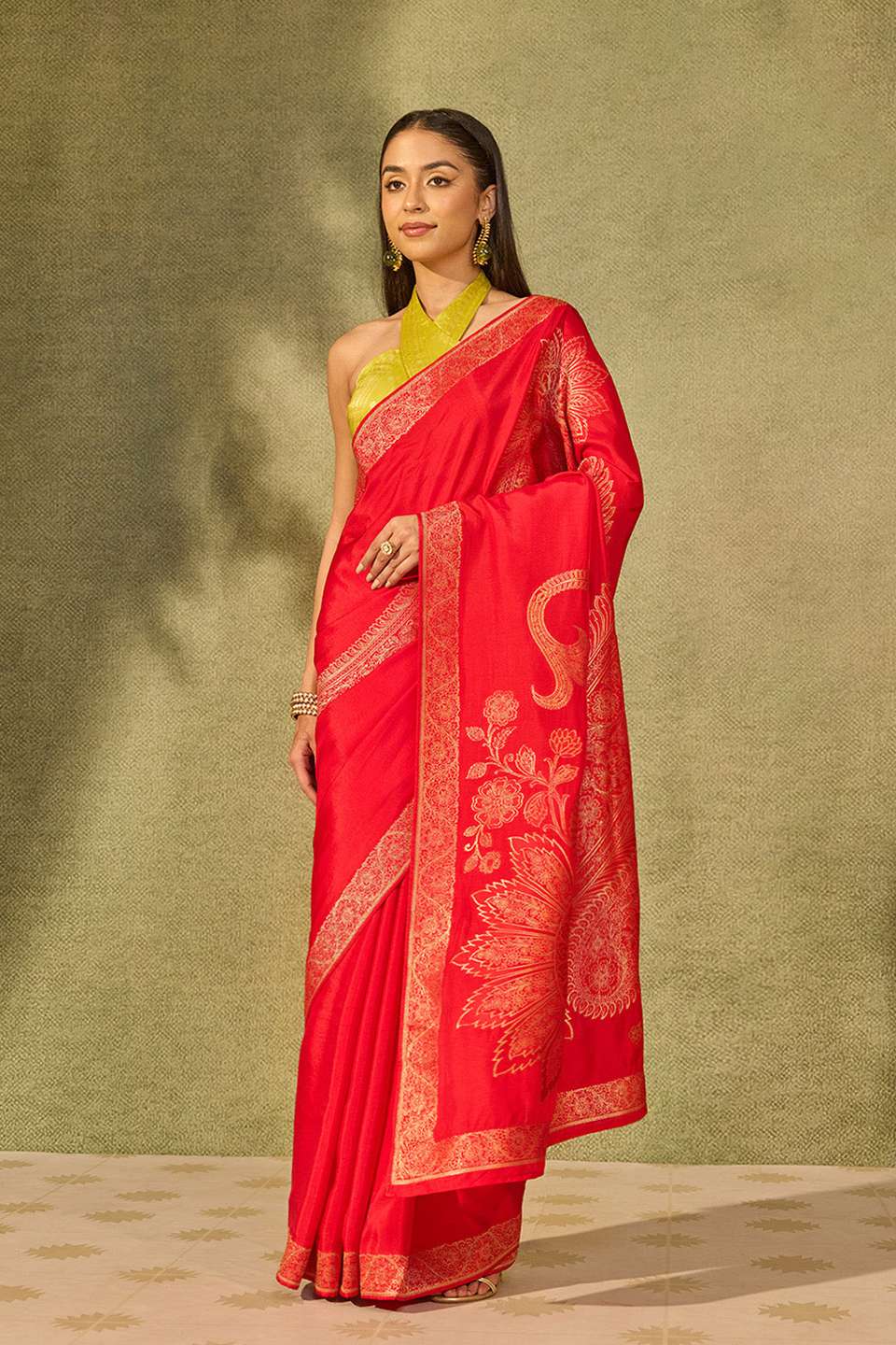 Red Woven Pure Viscose Saree