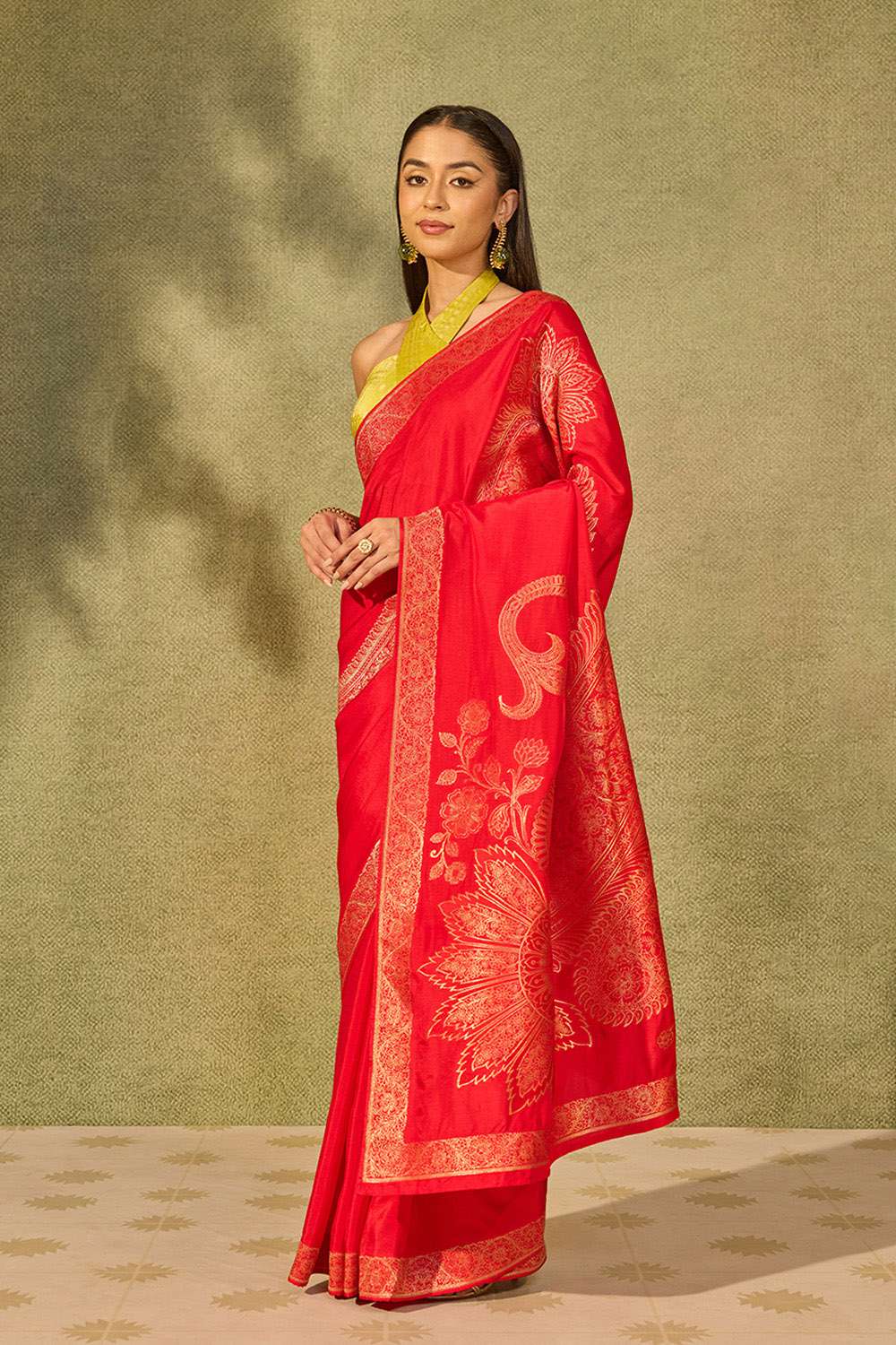 Red Woven Pure Viscose Saree image number null