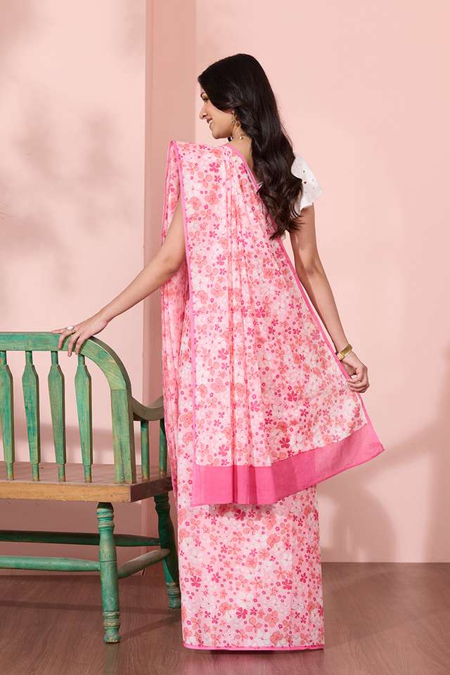 Pink Rajasthan Screen Printed Pure Cotton Saree thumbnail image number null