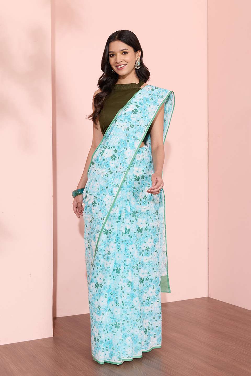 Blue Rajasthan Screen Printed Pure Cotton Saree