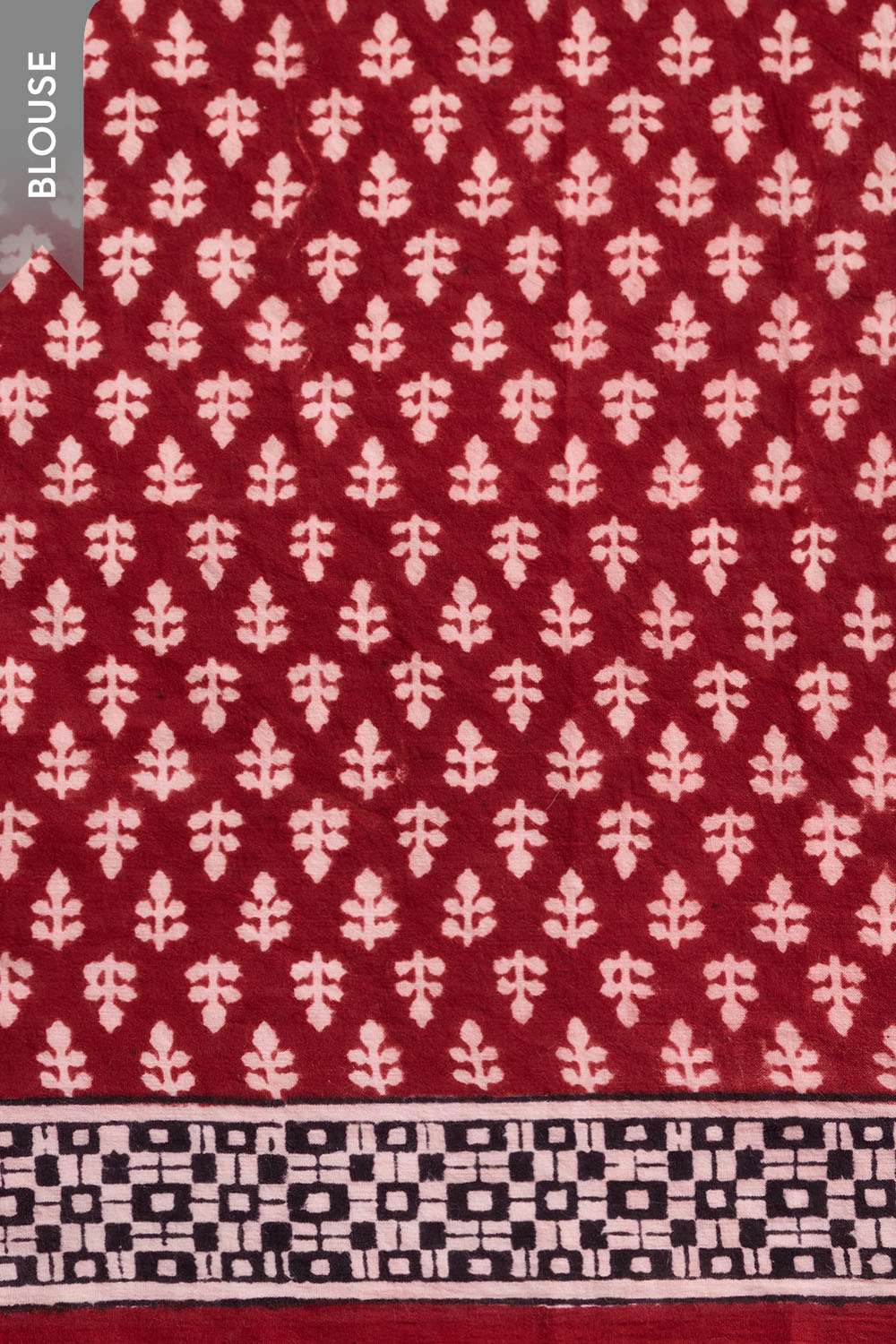 Off White Bagh Block Printed Pure Cotton Saree image number null