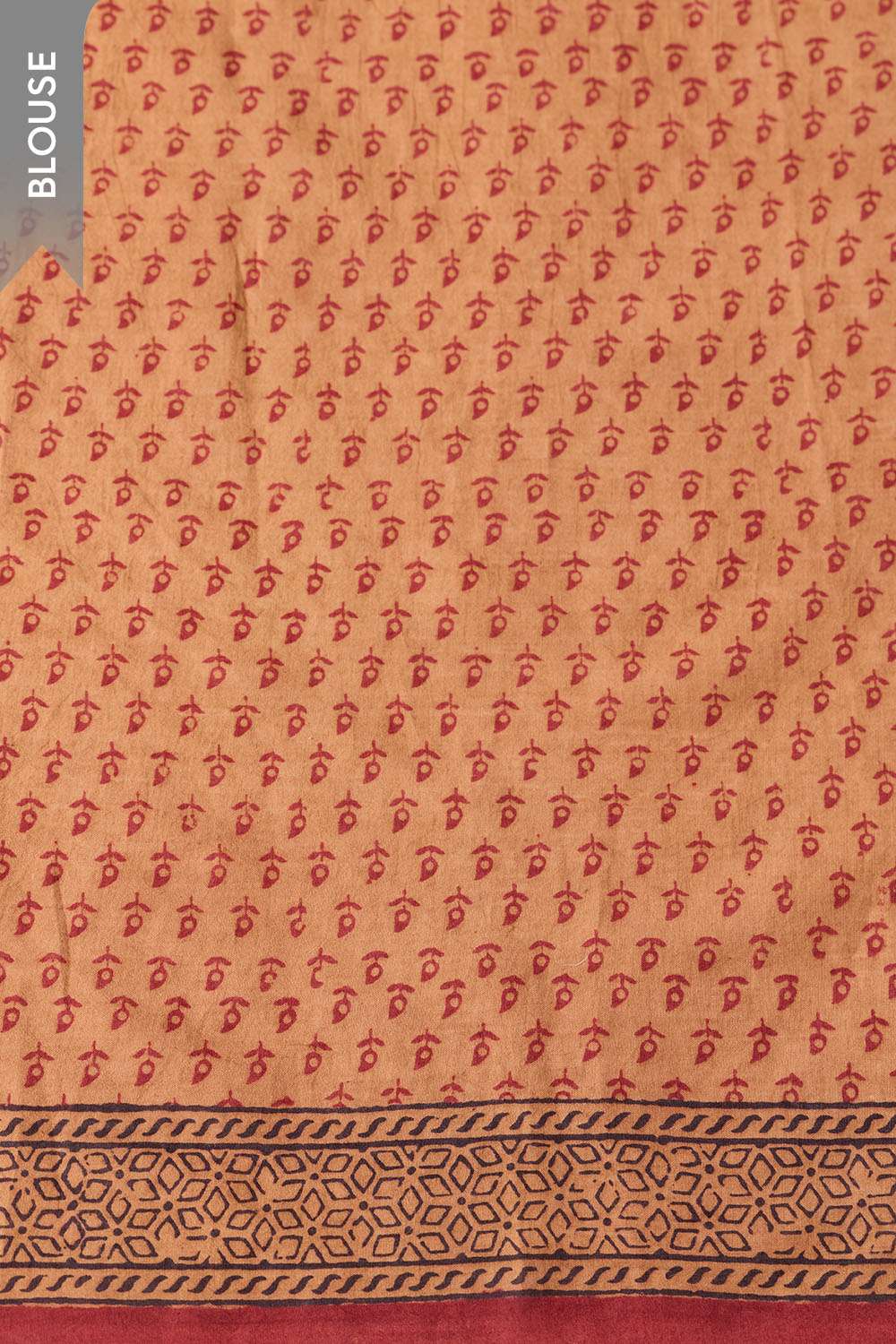 Dark Red Bagh Block Printed Pure Cotton Saree image number null