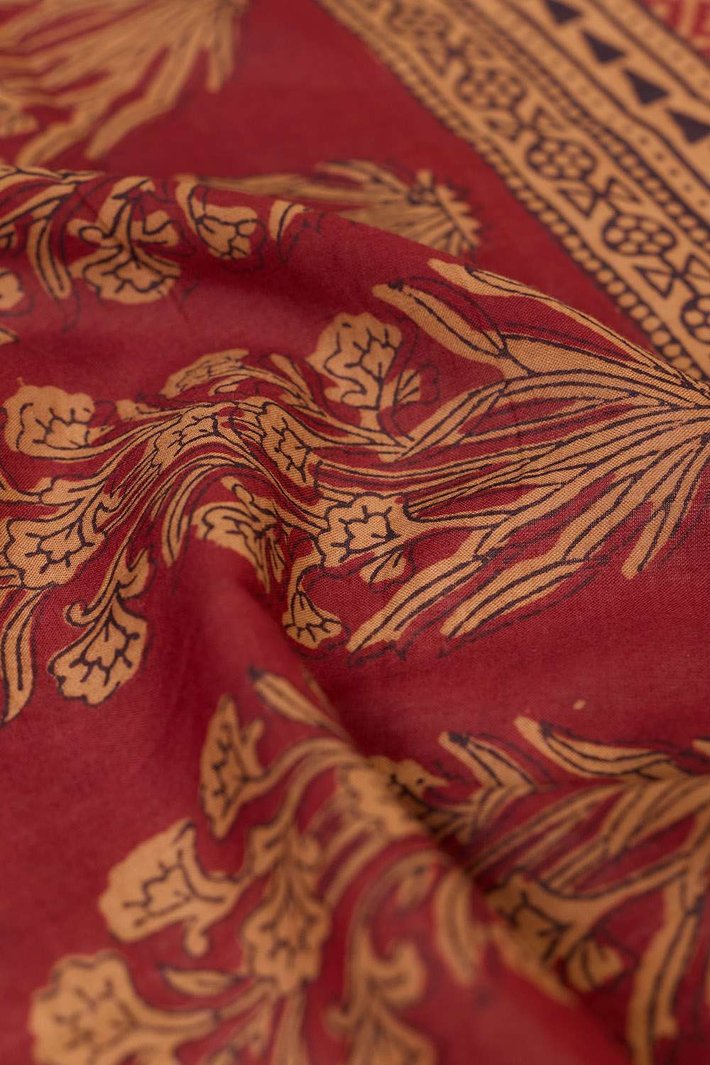 Red Bagh Block Printed Pure Cotton Saree image number null