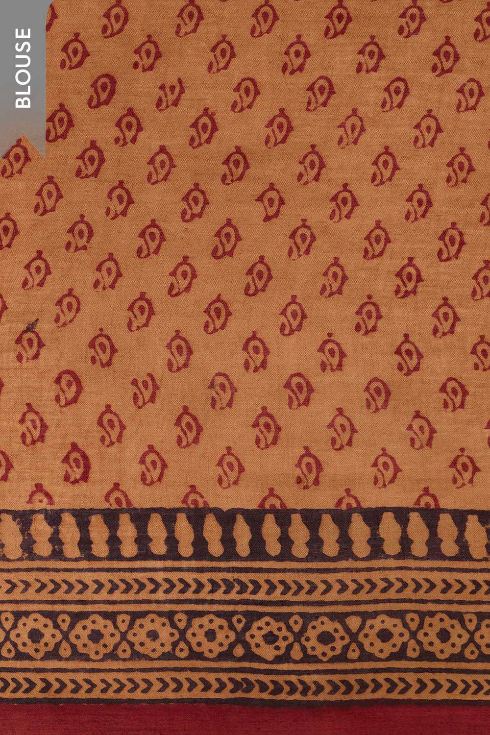 Red Bagh Block Printed Pure Cotton Saree image number null