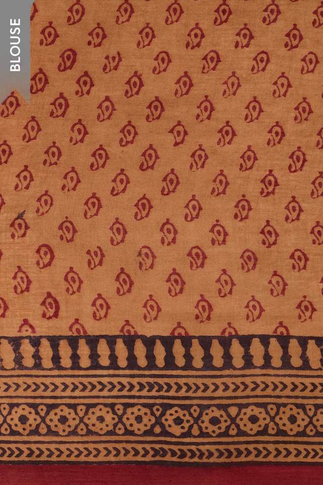 Red Bagh Block Printed Pure Cotton Saree thumbnail image number null