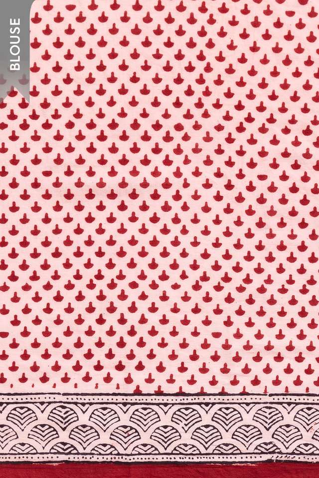 Red Bagh Block Printed Pure Cotton Saree thumbnail image number null