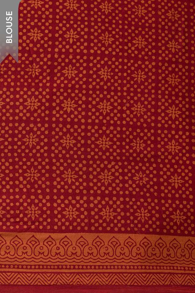 Orange Bagh Block Printed Pure Cotton Saree thumbnail image number null