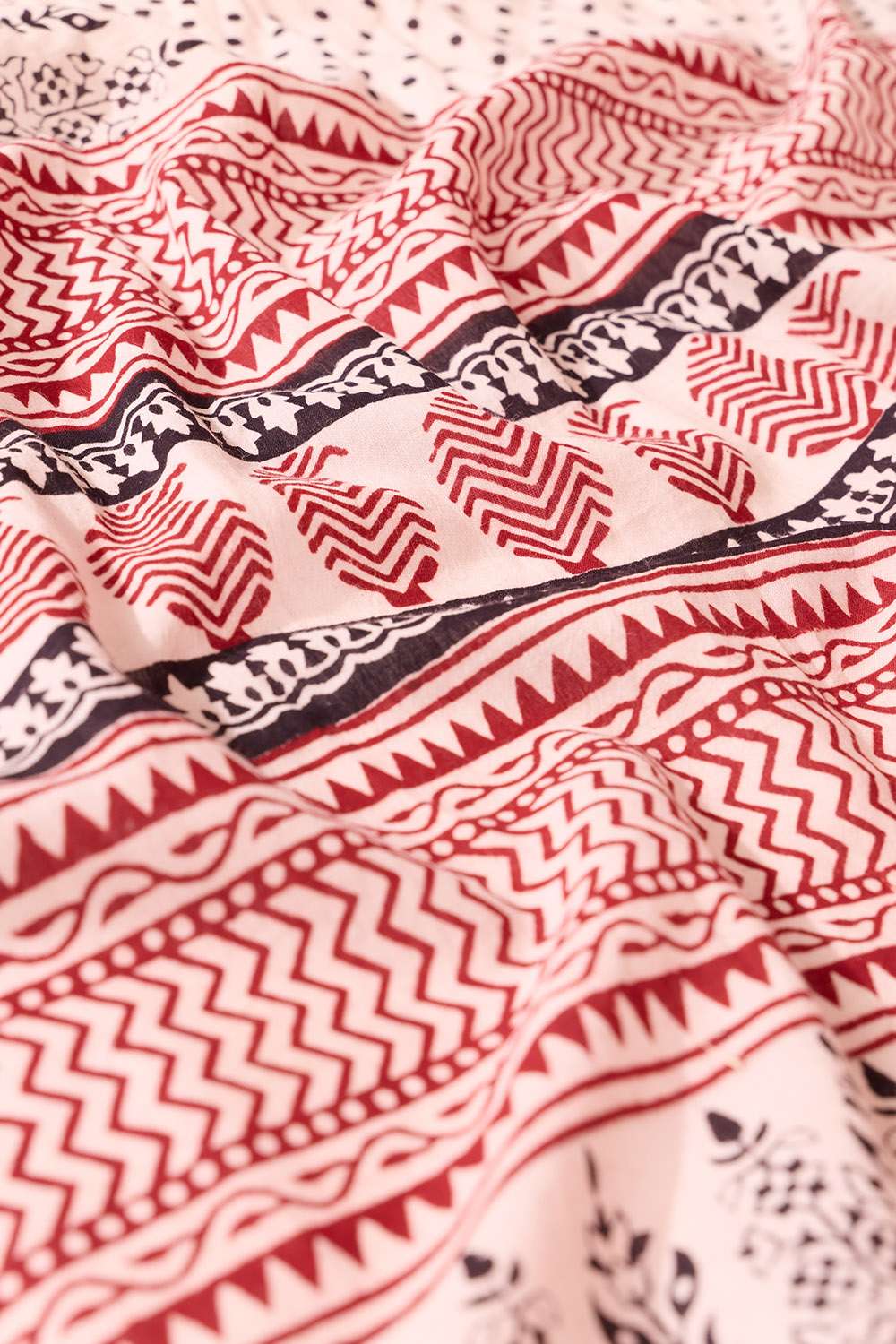 Off White Bagh Block Printed Pure Cotton Saree image number null
