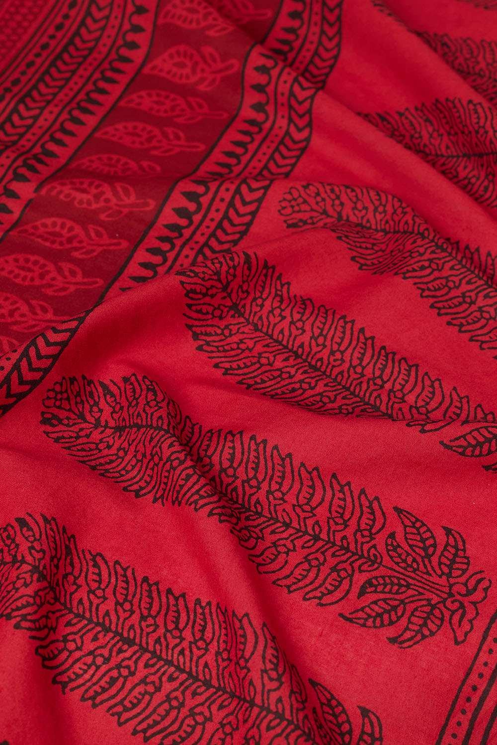 Red Bagh Block Printed Pure Cotton Saree image number null