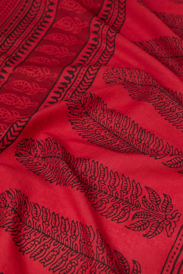 Red Bagh Block Printed Pure Cotton Saree thumbnail image number null