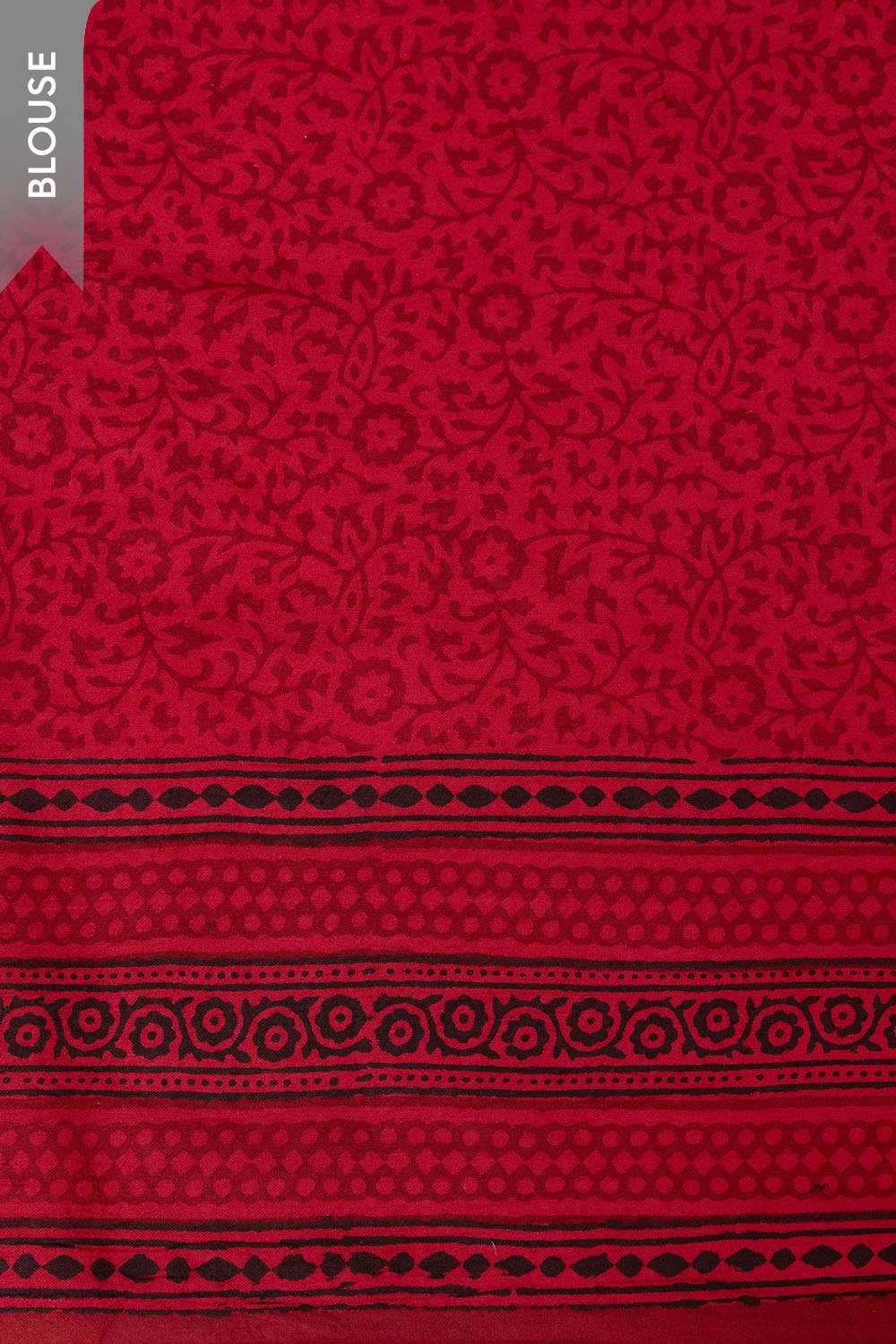 Red Bagh Block Printed Pure Cotton Saree image number null