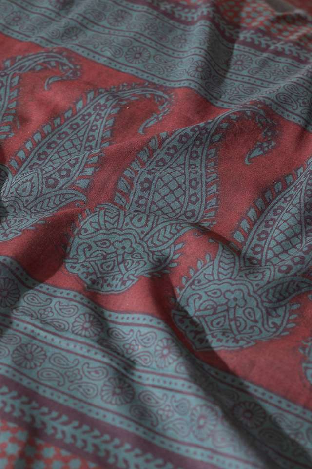 Brown Bagh Block Printed Pure Cotton Saree thumbnail image number null
