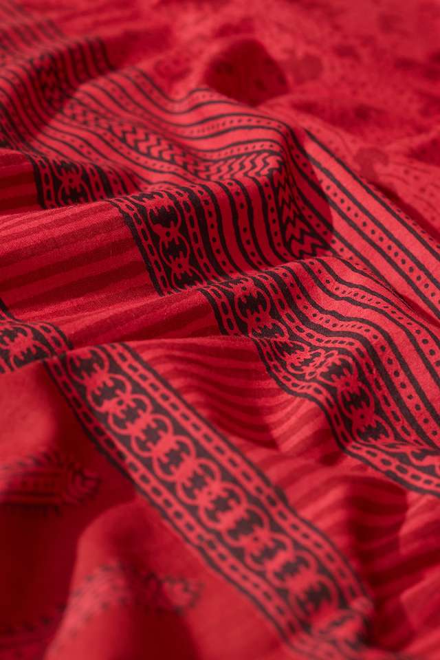 Red Bagh Block Printed Pure Cotton Saree thumbnail image number null