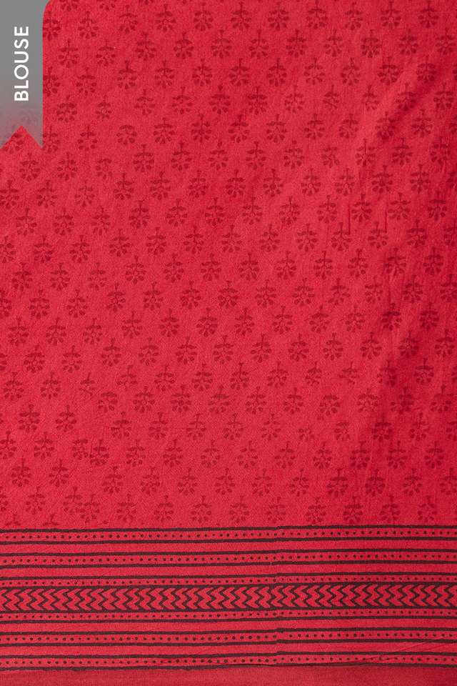 Red Bagh Block Printed Pure Cotton Saree thumbnail image number null