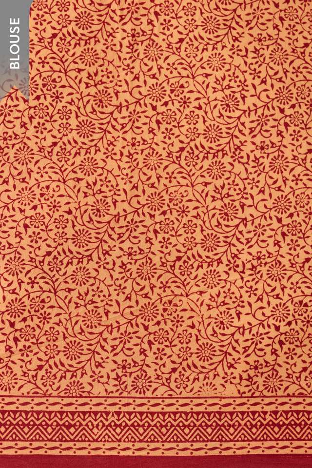 Light Yellow Bagh Block Printed Pure Cotton Saree thumbnail image number null