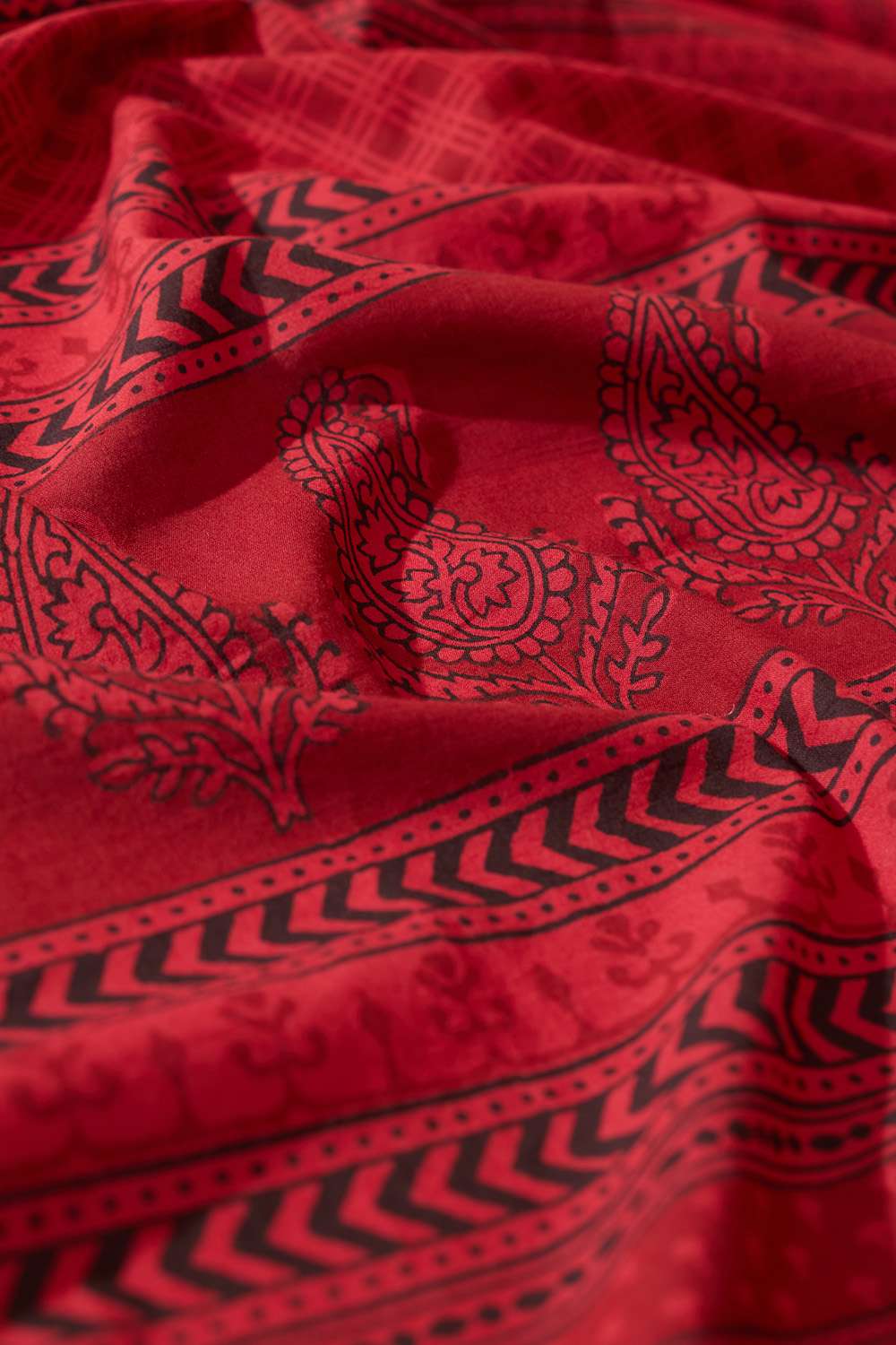Red Bagh Block Printed Pure Cotton Saree image number null