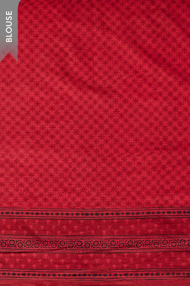 Red Bagh Block Printed Pure Cotton Saree thumbnail image number null