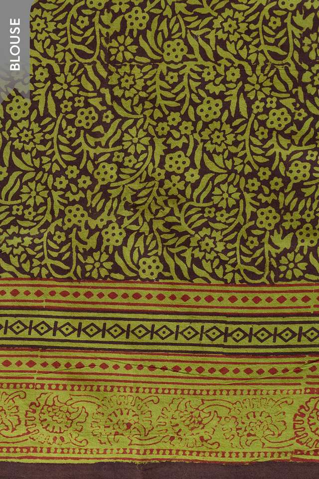 Green Bagh Block Printed Pure Cotton Saree thumbnail image number null
