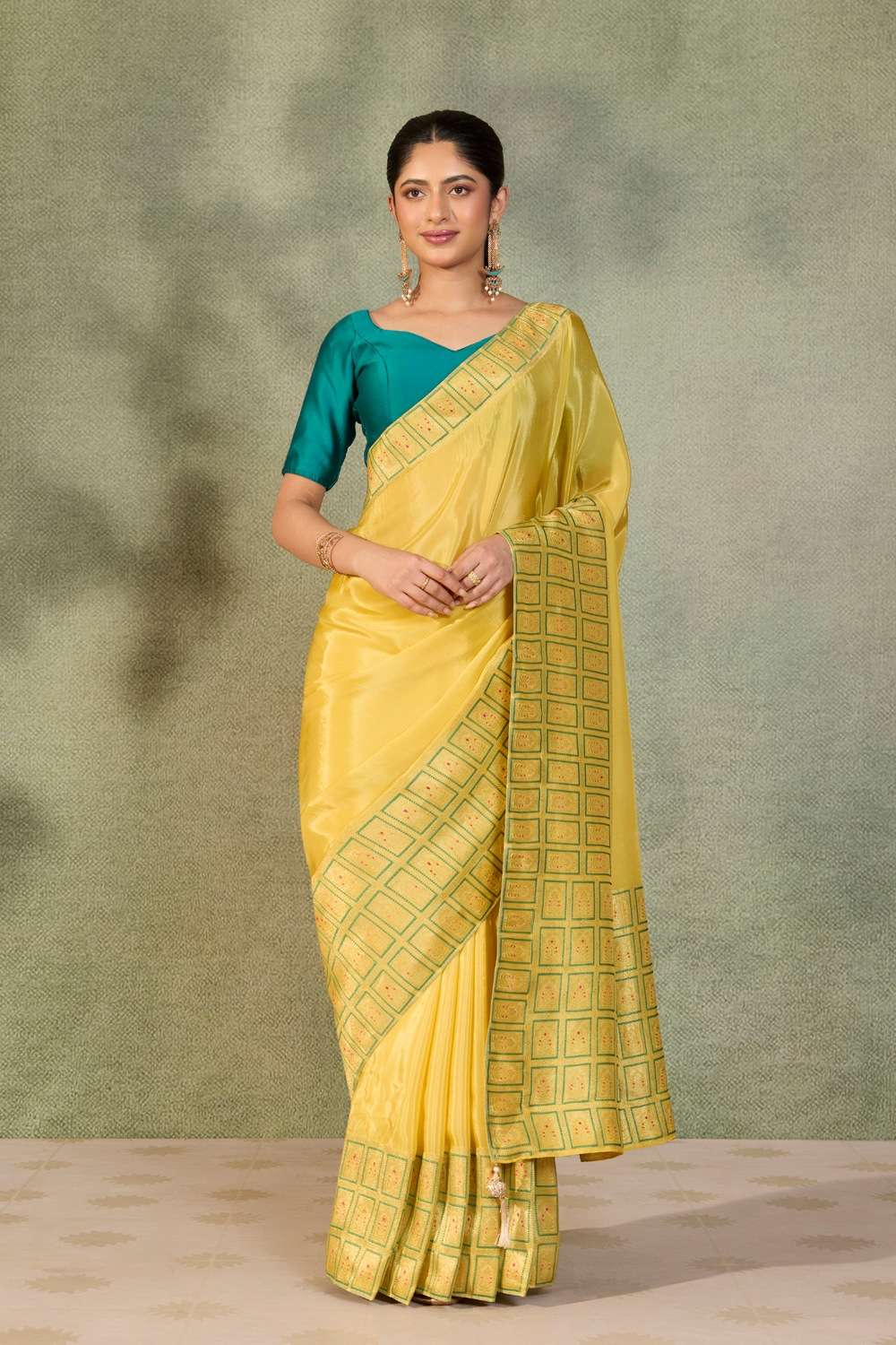 Yellow Woven Pure Viscose Saree image number null