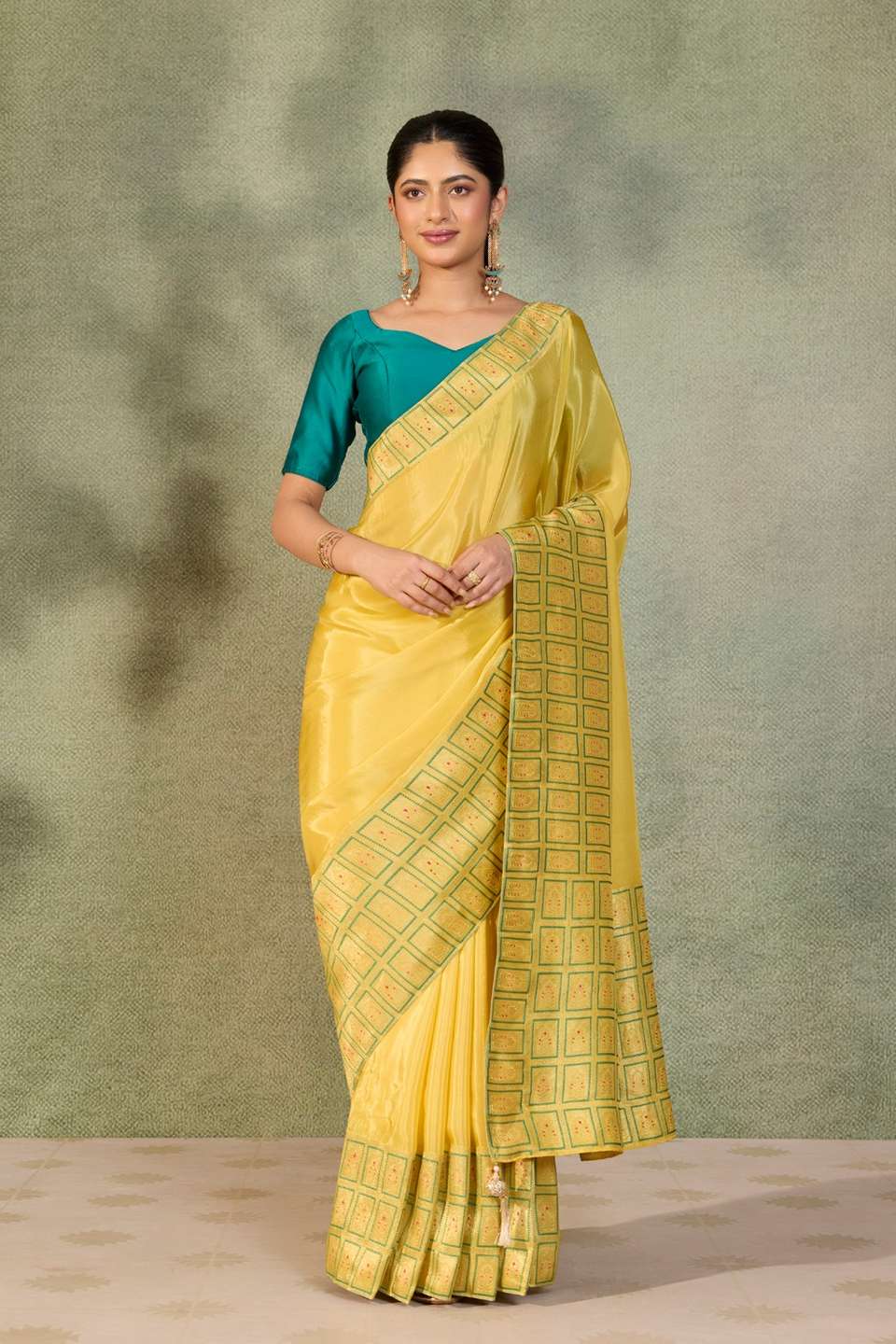 Yellow Woven Pure Viscose Saree
