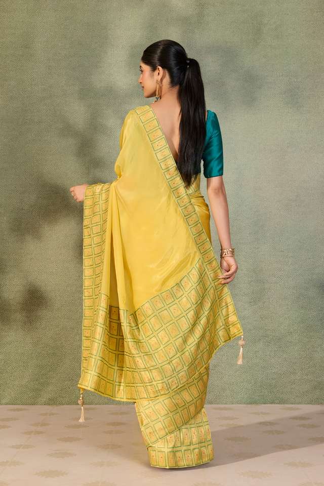 Yellow Woven Pure Viscose Saree thumbnail image number null