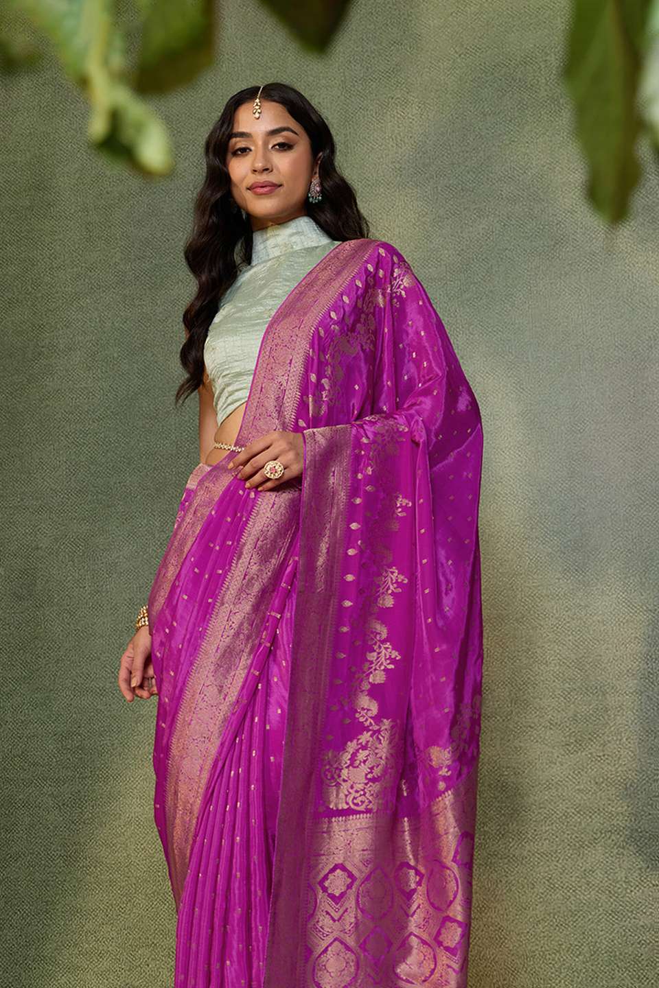 Pink Woven Pure Viscose Saree
