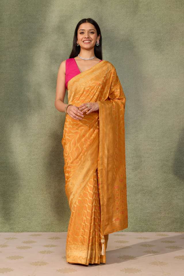Orange Woven Pure Viscose Saree thumbnail image number null