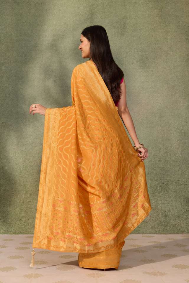 Orange Woven Pure Viscose Saree thumbnail image number null