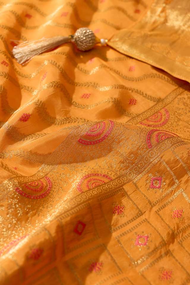 Orange Woven Pure Viscose Saree thumbnail image number null