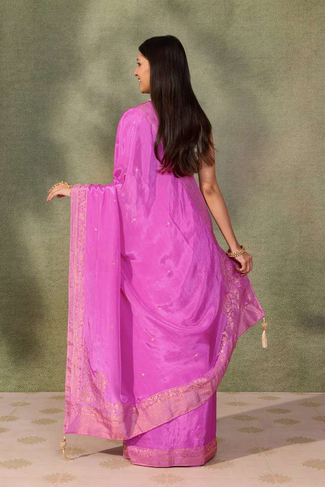 Pink Woven Pure Viscose Saree thumbnail image number null