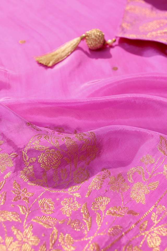 Pink Woven Pure Viscose Saree thumbnail image number null