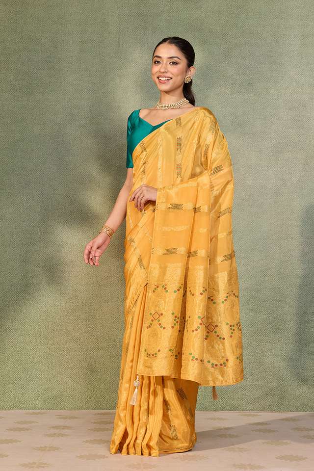 Light Orange Woven Pure Viscose Saree thumbnail image number null