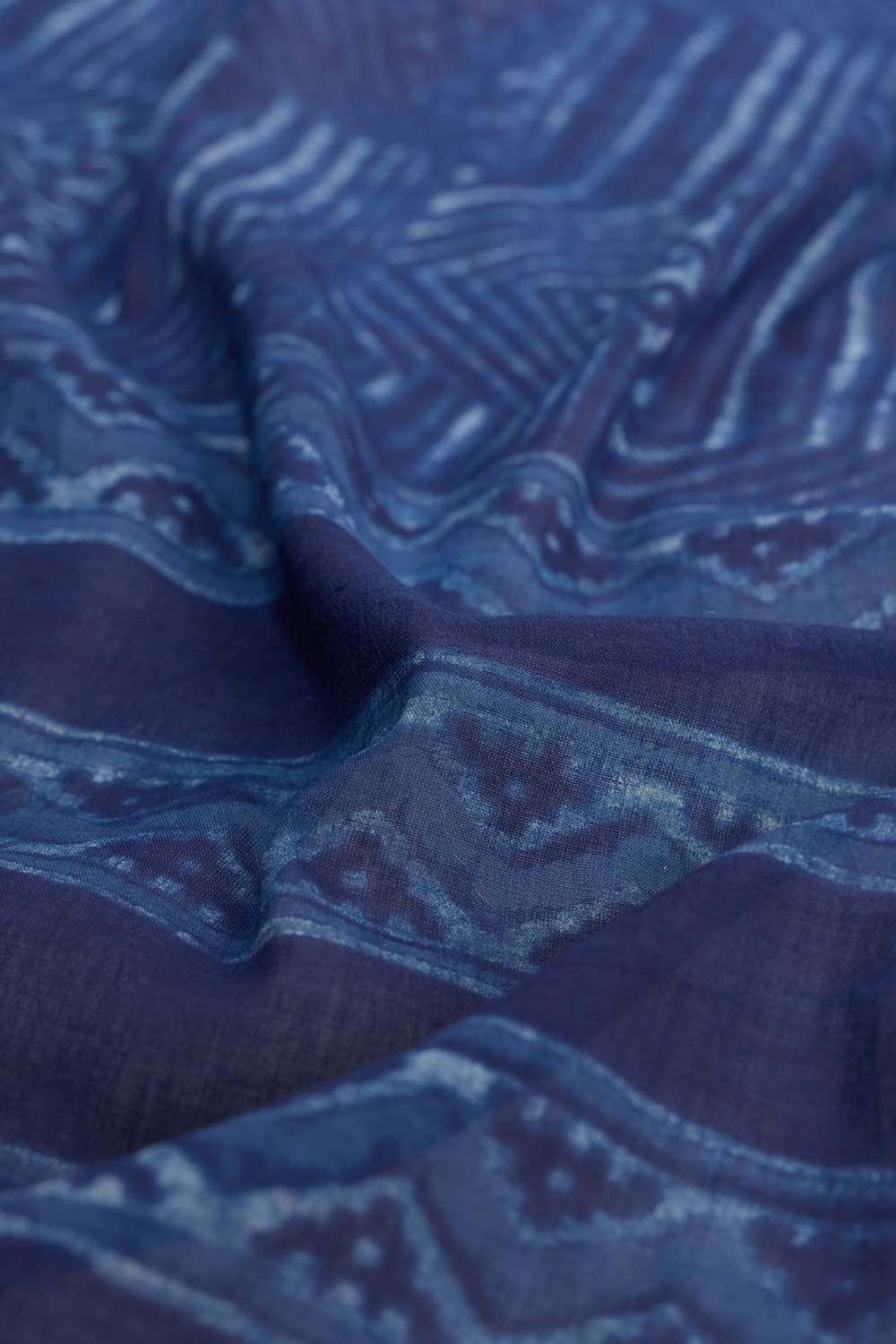 Blue Rajasthan Pure Cotton Dabu Block Printed Saree image number null