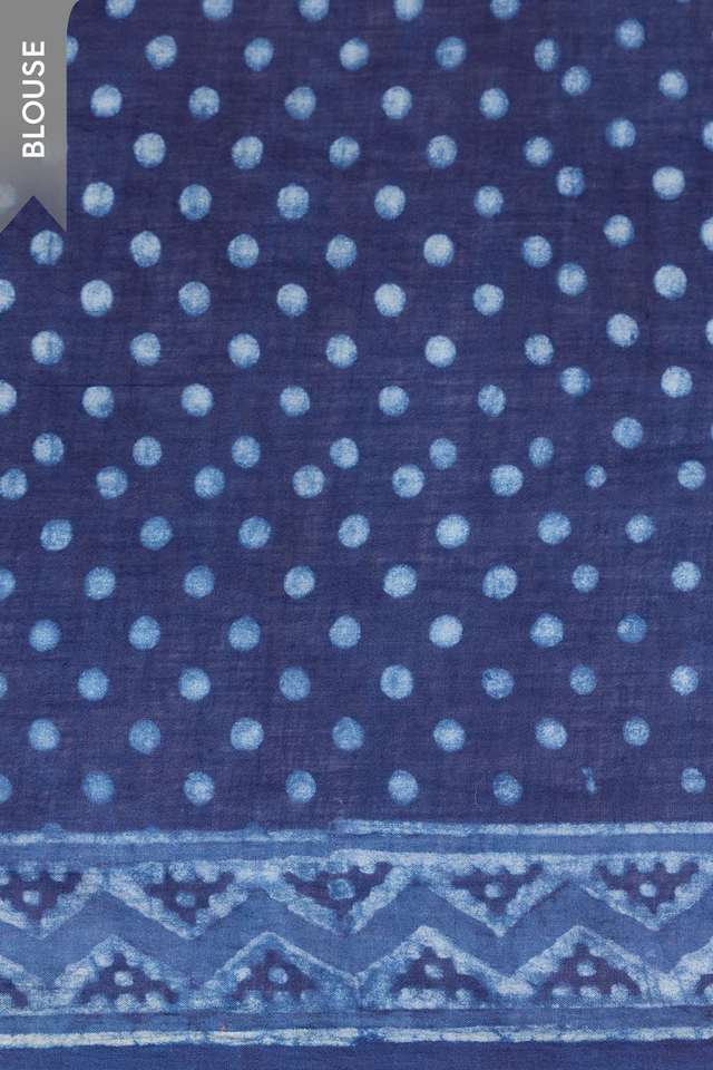 Blue Rajasthan Pure Cotton Dabu Block Printed Saree thumbnail image number null