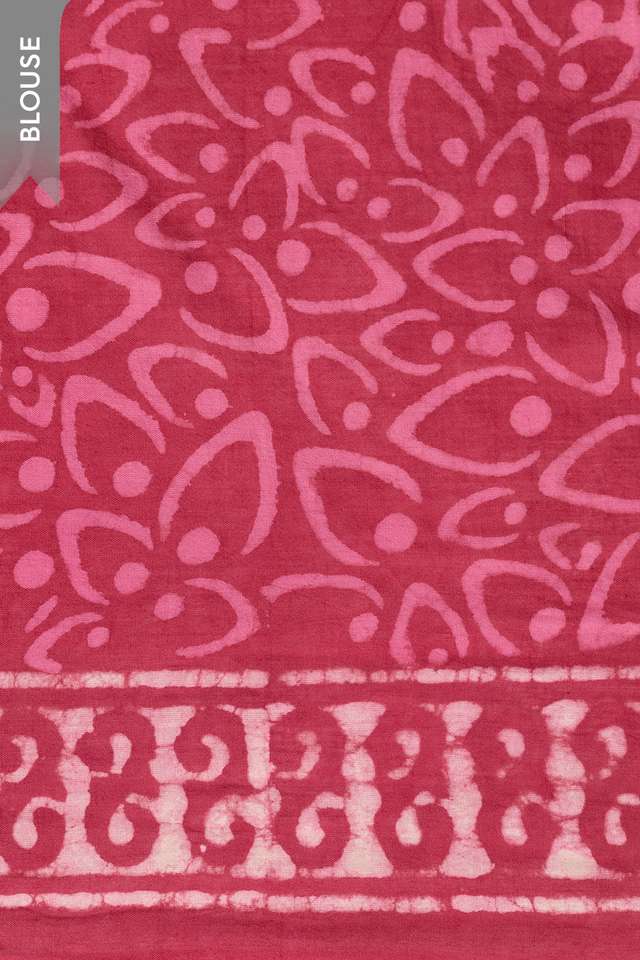 Pink Rajasthan Pure Cotton Dabu Block Printed Saree thumbnail image number null