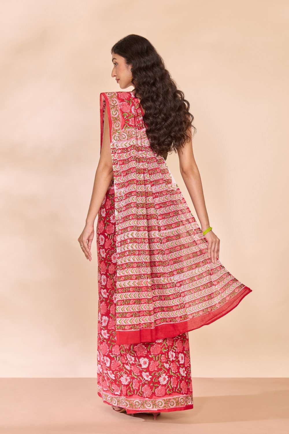 Red Rajasthan Pure Cotton Printed Sanganeri Saree image number null