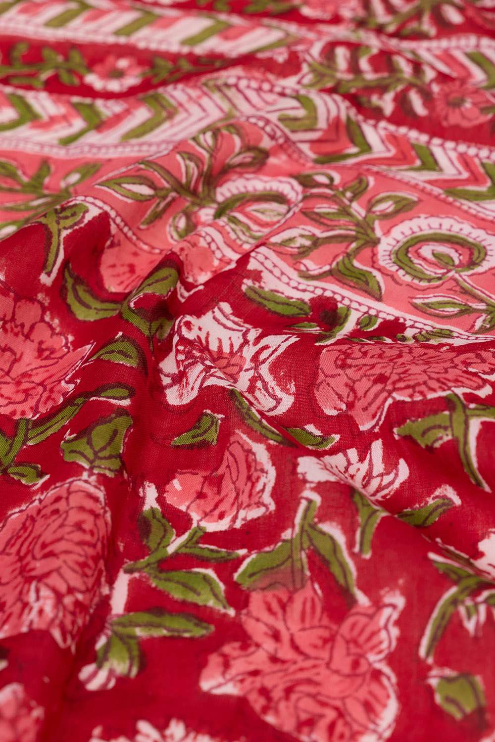 Red Rajasthan Pure Cotton Printed Sanganeri Saree image number null