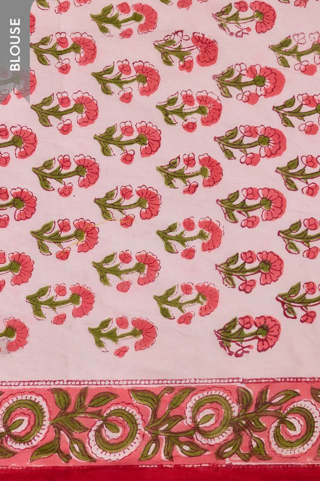 Red Rajasthan Pure Cotton Printed Sanganeri Saree thumbnail image number null